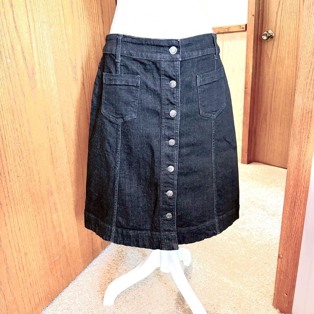 Chaps Black Denim A-Line Skirt